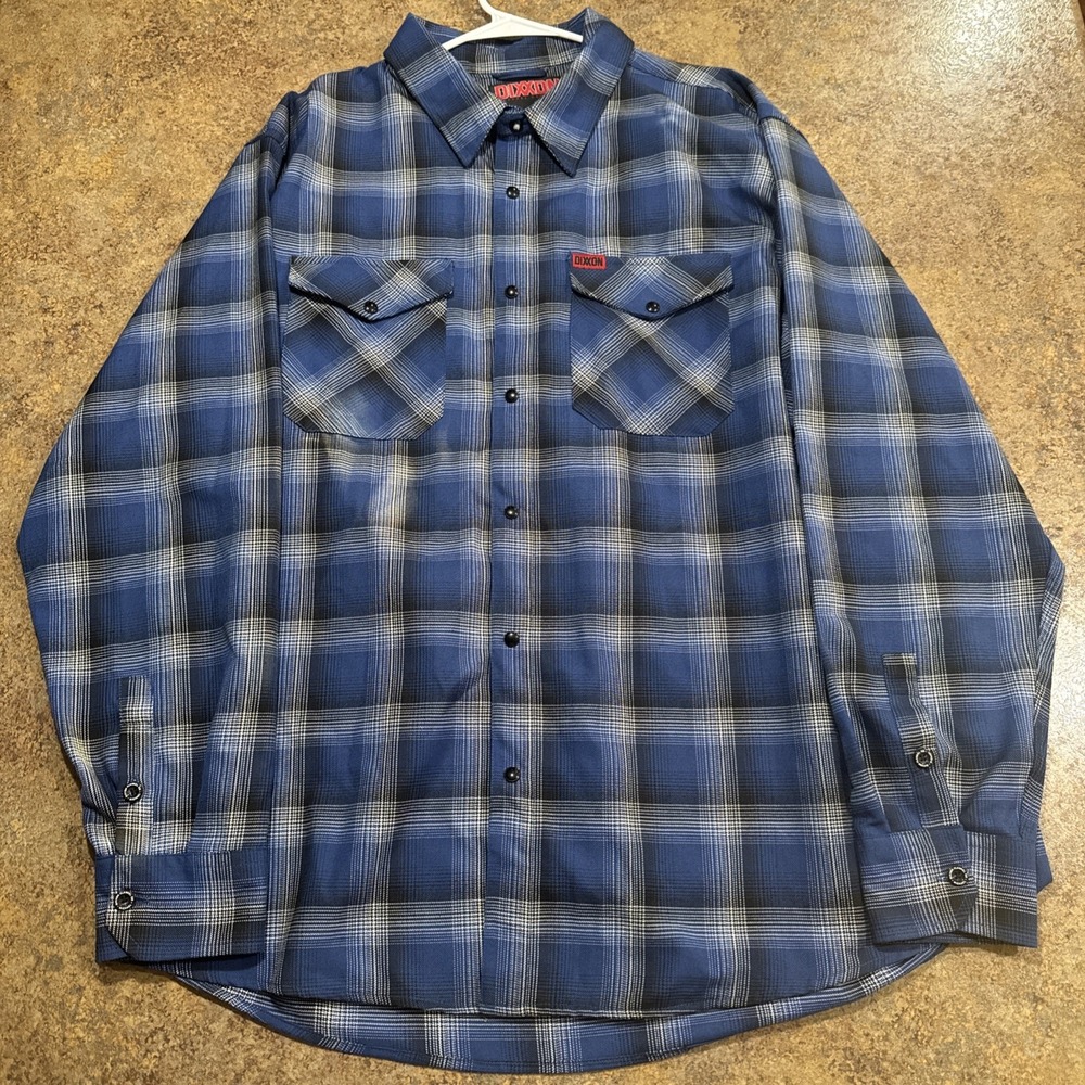 Dixxon Flannel Long Sleeve Shirt 3xl The Michael Plaid Blue Pearl Snap